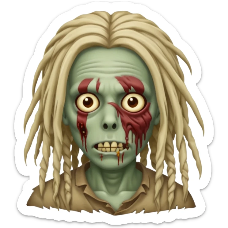 create zombie with dreadlocks nah have some of them coverings his face no have some cover his face sticker