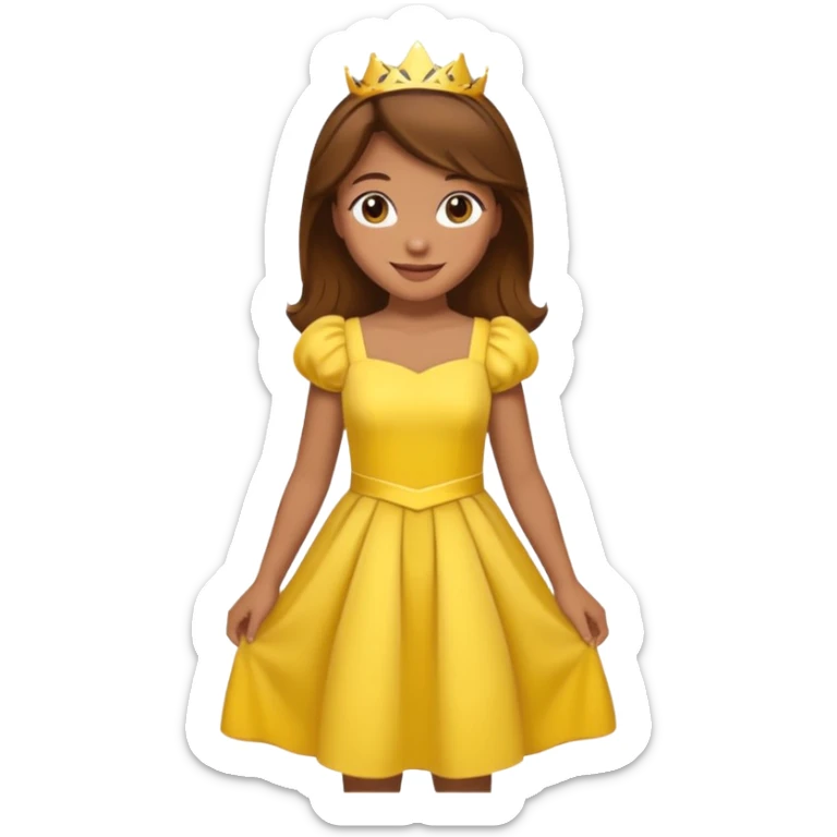 Princess daisy yelllow dress standing with brown hair  sticker