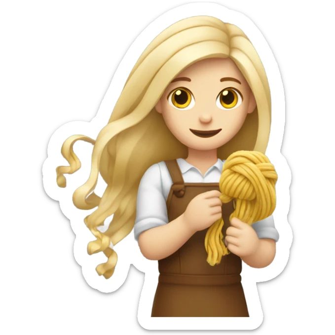 Blond long hair girl with yarn in her hand  sticker