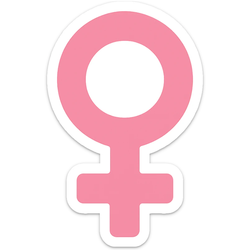 female gender symbol, flat pink, extremely simple, color icon style, minimal details, suitable for Discord role icon sticker
