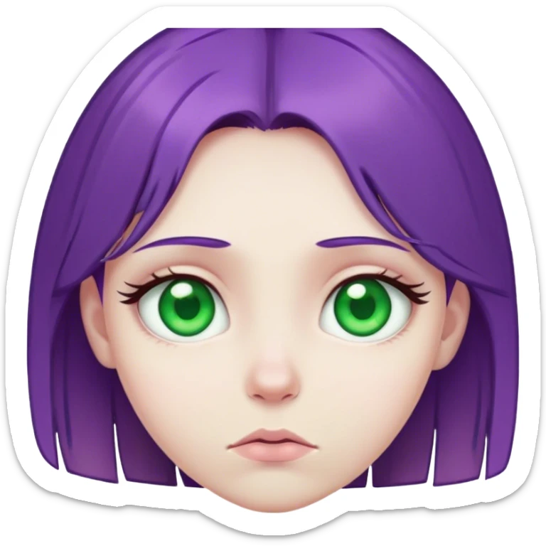 sad green eye girl with purple hair  sticker