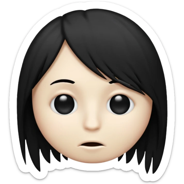 an emo emoji with hair covering one eye and a straight mouth sticker