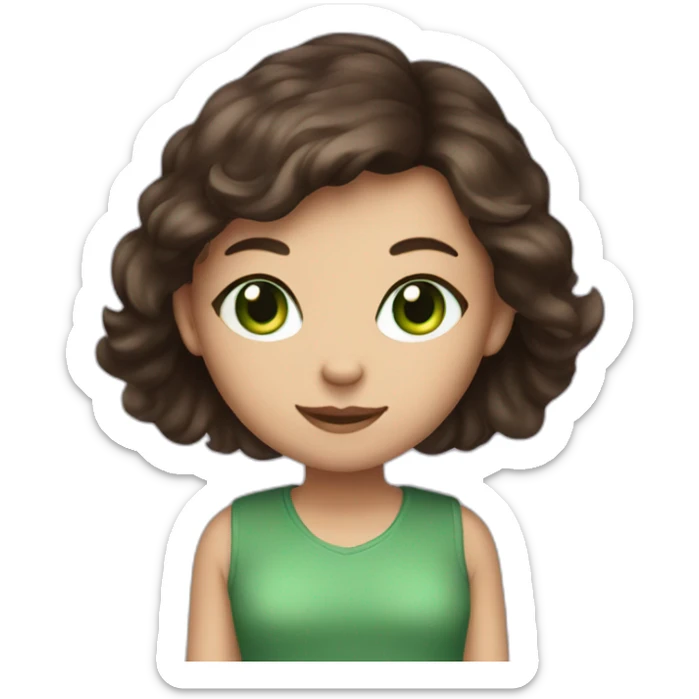 a cat is drawi women dark Brown hair Green eyes sticker