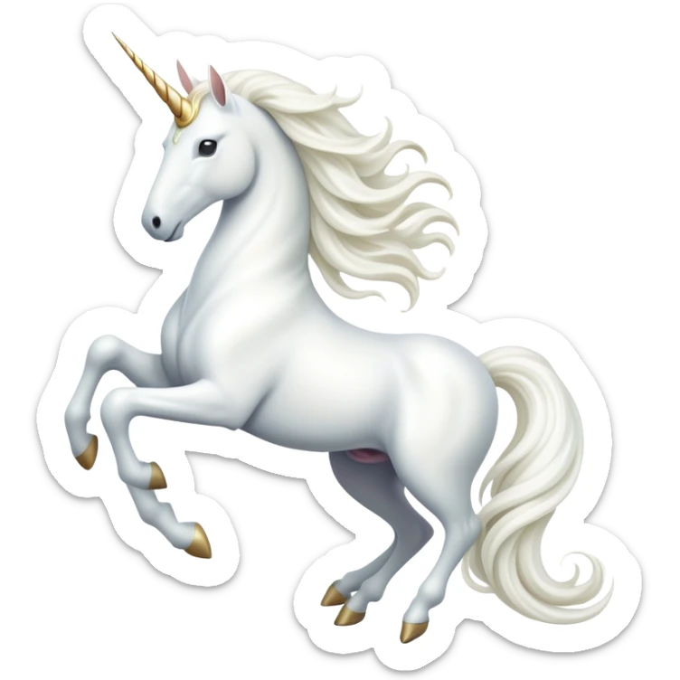 cinematic-beautiful-white-unicorn-emoji,-poised-and-regal,-with-a-slender,-ethereal-form-draped-in-a-pristine-white-color,-a-flowing-mane-and-tail,-and-a-white,-spiraled-horn-that-radiates-pure-light,-simplified-yet-sharp-and-majestic sticker