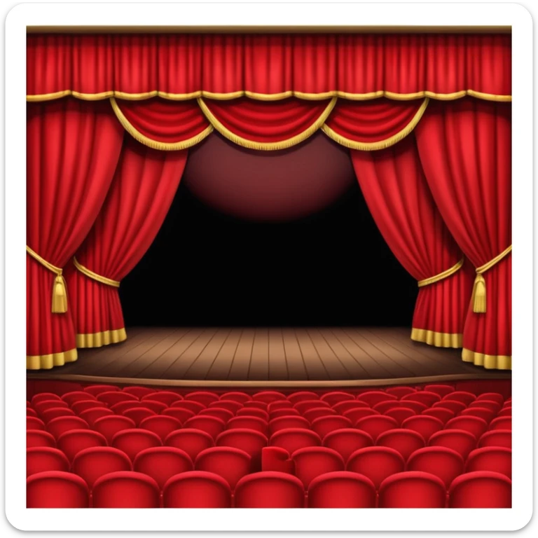 An emoji of a empty theatre stage with red curtains simple sticker
