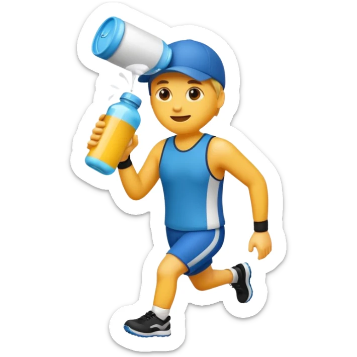 Erstell mir ein Emoji wo man ein Jogger sieht mit einer Energyflasche in der Hand sticker