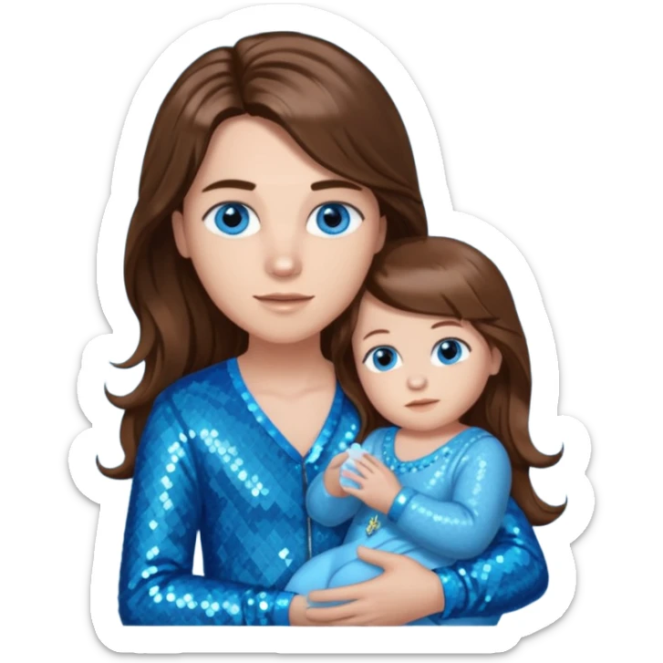 Benson Boone (b.2002), Pop Singer with blue eyes, long brown hair, baby blue sequin outfit sticker