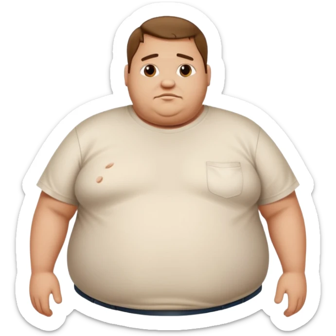 Hombre obeso mórbido con la barriga saliendo de la camisa sticker
