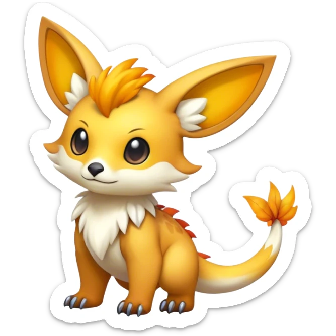 Cute cool colorful fantasy animal hybrid Fakemon full body sticker