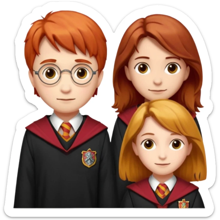 harry potter, ronald weasley and hermione granger in gryfinndor uniform sticker
