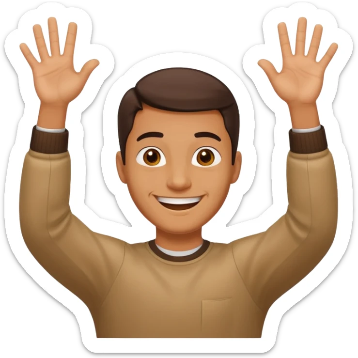Make an emoji of a guy holding up two hands out like they're giving someone something or someone's giving them and right over those hands put six and seven on one hand each sticker