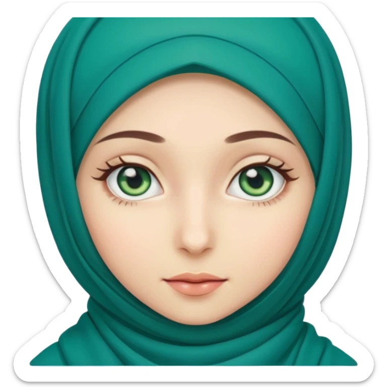 a girl wearing a hijab and has green and blue eyes sticker