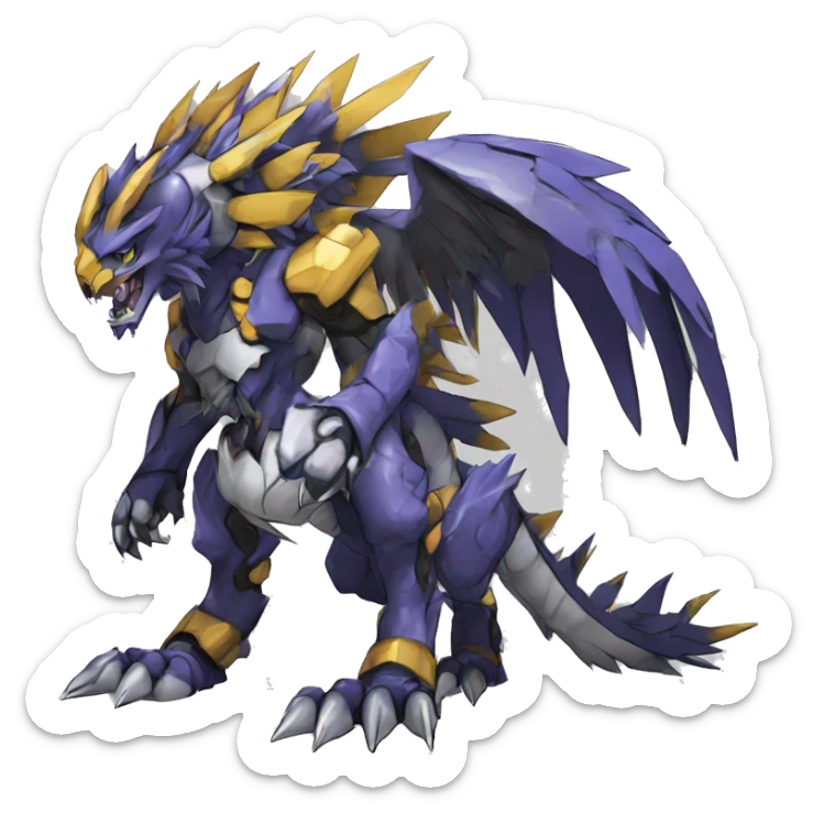  Cool Edgy Digimon-Fakemon-Garurumon-WarGreymon with edgy markings full body sticker