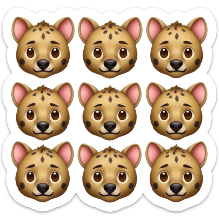 mach mir ein 10er packed mit Hyänen emojis für meinen discord in anime style sticker