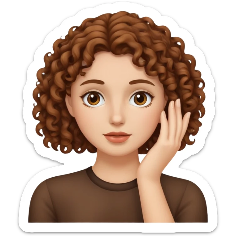 Female face palm with fair skin and brown curly hair  sticker