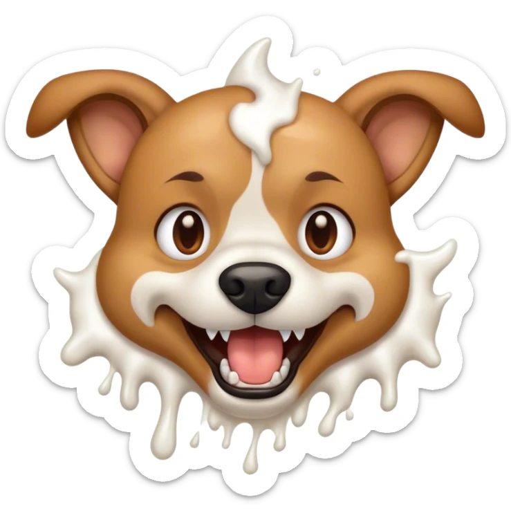 A close-up of a dog's mouth, showing sharp teeth and foam spraying out sticker