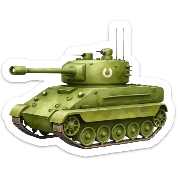 A tank in the style of watercolor art sticker