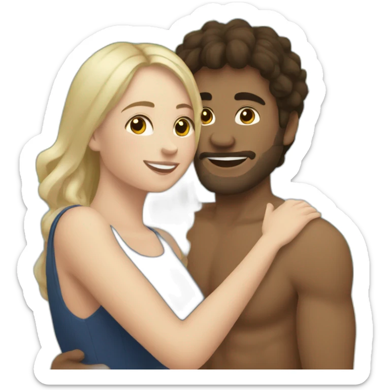 young metis Man and white woman hug love at the beach sticker