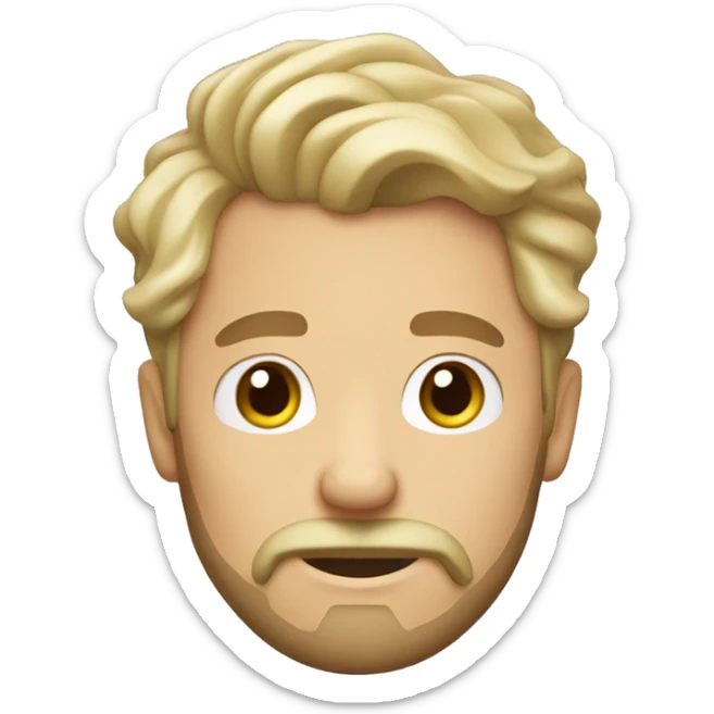man with beard and moustache, short blonde wavy hair sticker