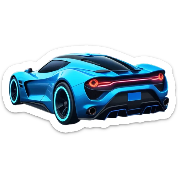 An icon showing a sleek car speeding through a neon-lit city, inspired by Need for Speed. The design features dynamic motion lines, glowing tires, and a racing track in the background. Bright lights and fast movement capture the thrill of high-speed racing. Transparent background. sticker