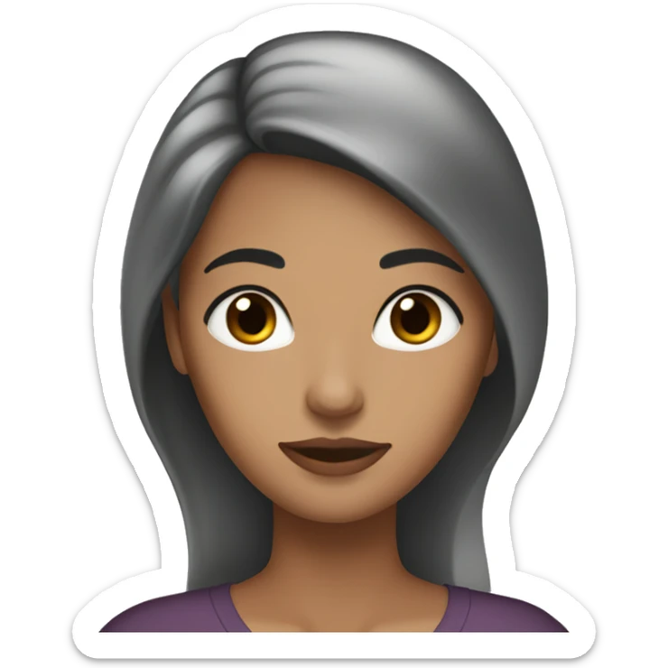 slightly tan dark brown eyes woman with very long dark brown hair sticker