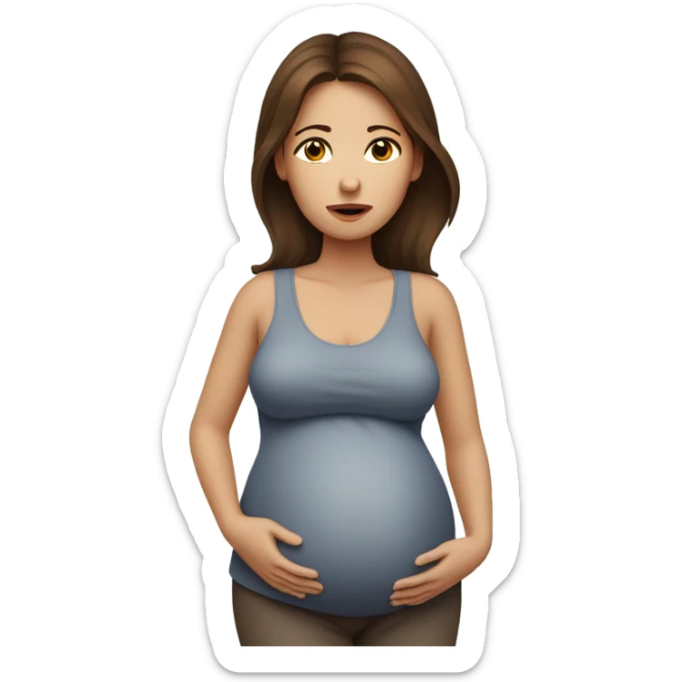 tired pregnant woman with brown hair cold sticker