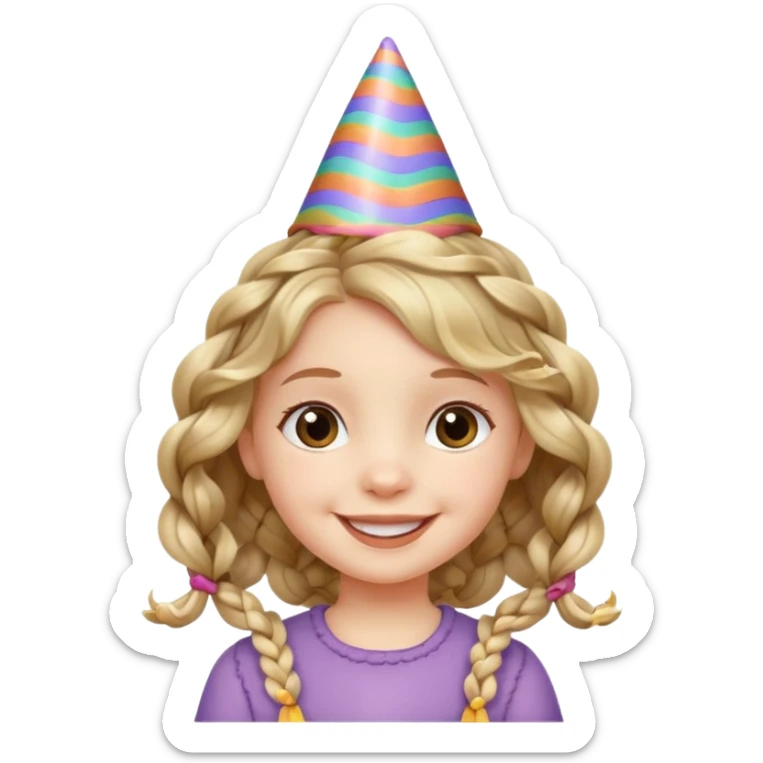 a little girl with wavy braided hair with birthday hat















 sticker