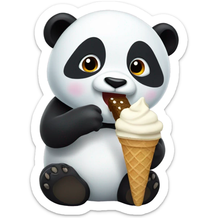 Panda eating ice cream sticker