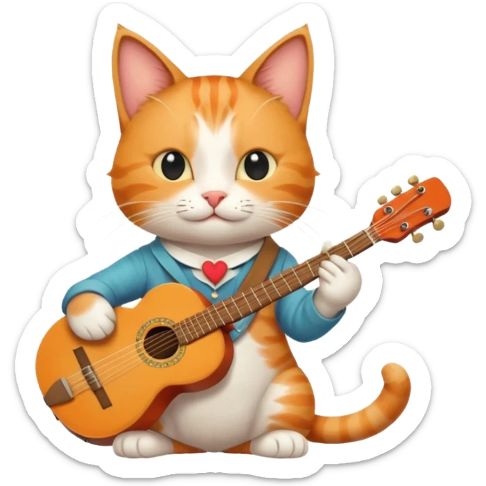 one happy cat dressed as a musician in love with another happy cat dressed as an artist sticker