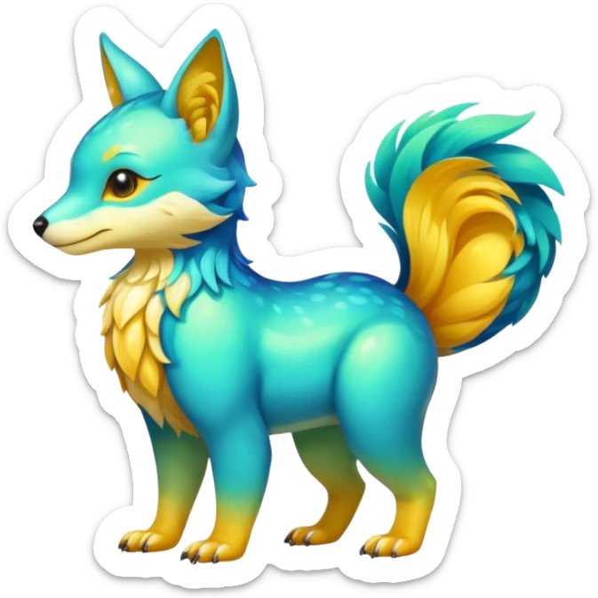 Colorful dark tropical exotic cute cool beautiful shiny beautiful fantasy-caracal-civet-genet-sergal-vernid-Gryphon-Cacomistle-Trico-oncilla-animal-Fakémon-hybrid-fursona (full body) sticker