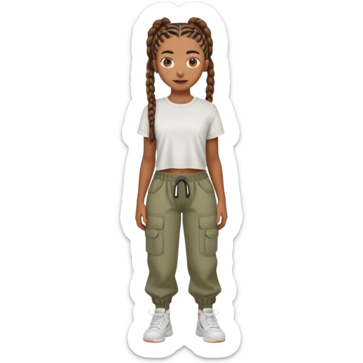 brown skin gurl wiht straight backs and cropped tea wiht baggy pants sticker