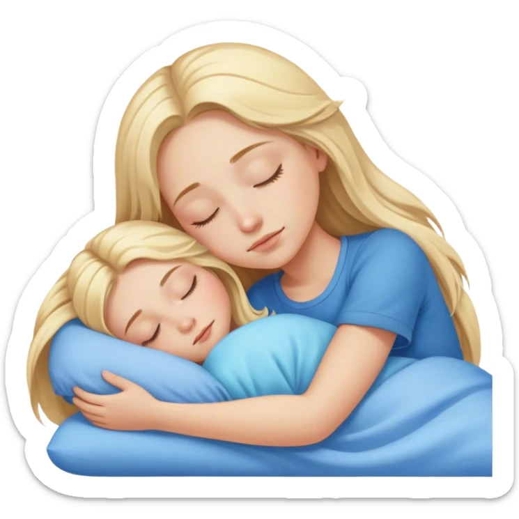 blonde girl with long hair and blue eyes sleeps sticker