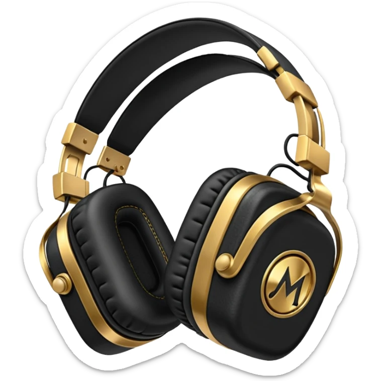 Icon of headphones with square ear pads in the Marshall style. sticker