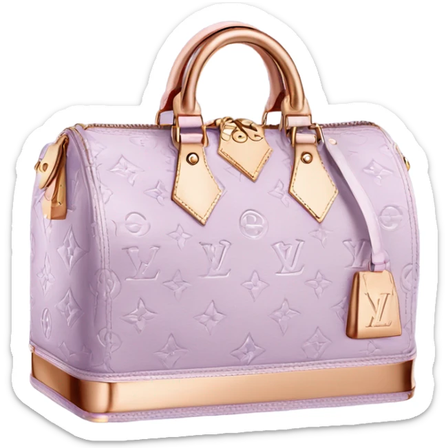 pastel purple Designer Louis Vuitton bag with rose gold monogram and witw trim sticker