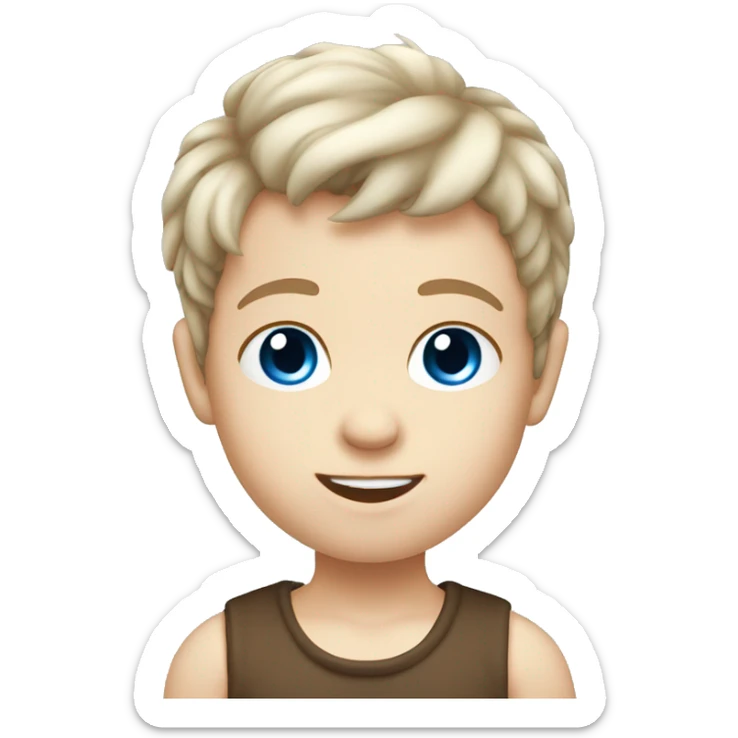 little white baby boy brown mullet hair blue eyes sticker