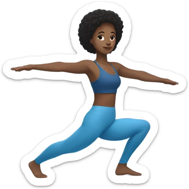 black haired girl doing yoga with blue crop top and blue pants sticker