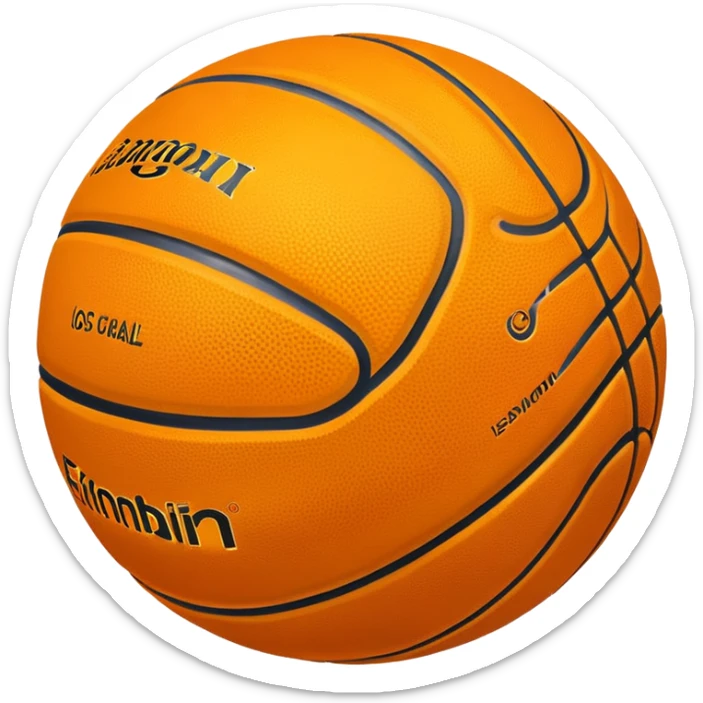 shiny golden basketball with orange seams, metallic gold material, reflective surface sticker