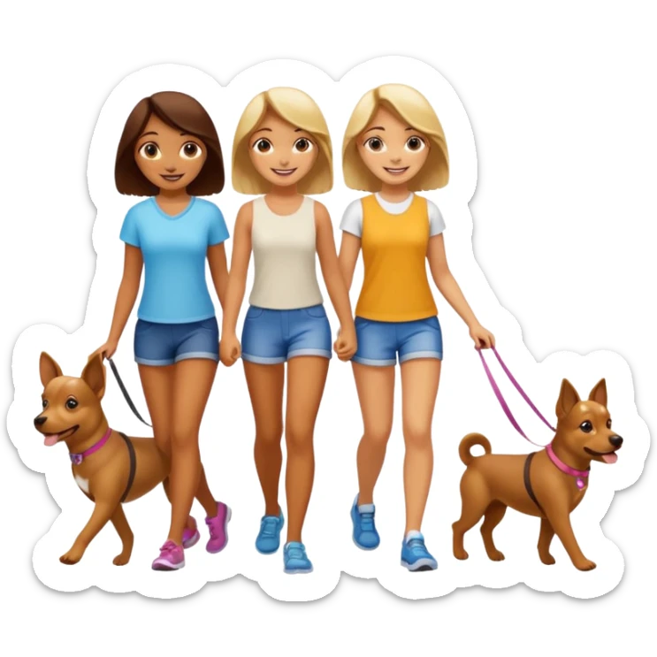 Three girls on a hot girl walk with two dogs sticker