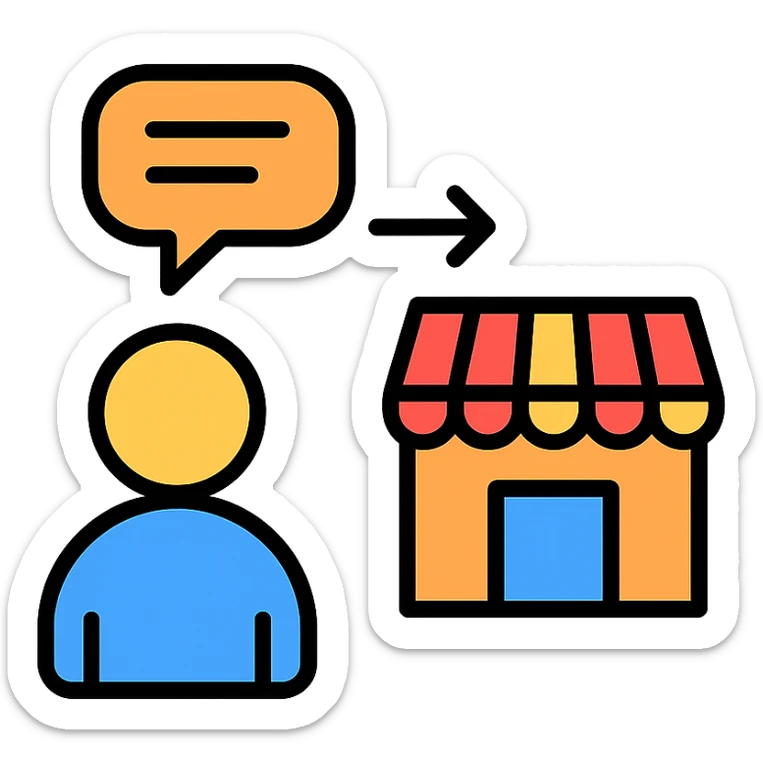digital communication theme of a person sending a message to a store sticker