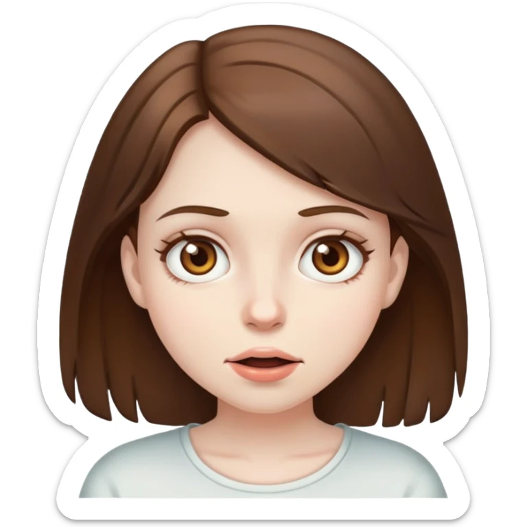A hungry girl with medium brown hair and brown eyes  sticker