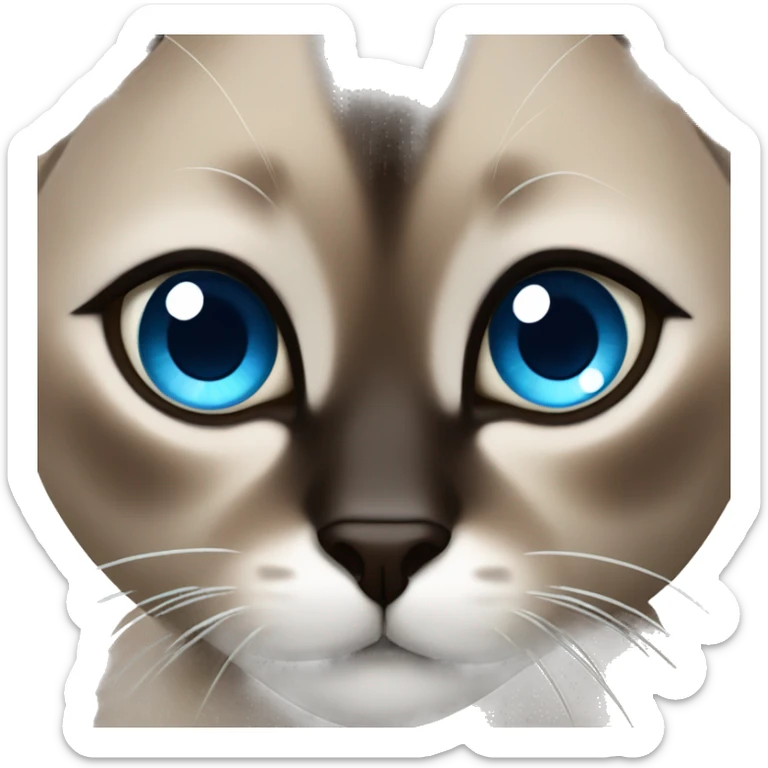 dark brown hair colored siamese cat with blue eyeball and black pupil sticker