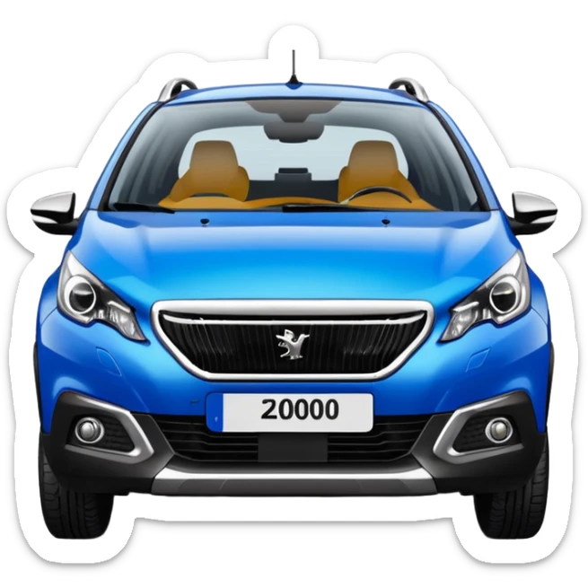 emoji style illustration of the new Peugeot 2008 front view sticker