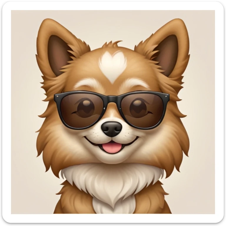 Create a furry dog who is wearing sunglasses and who is smiling sticker