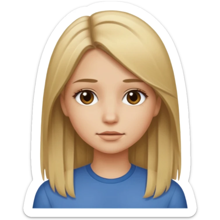 Dirty blonde hair girl with straight middle part sticker