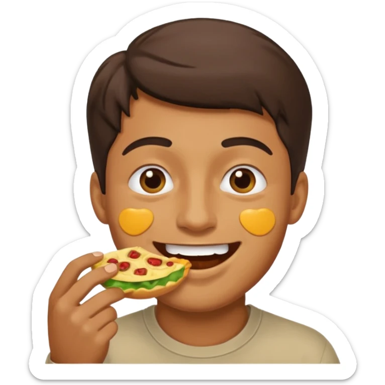 Create a sticker in which a man 6 is hand by denoting other friend that have you eaten in  face sticker