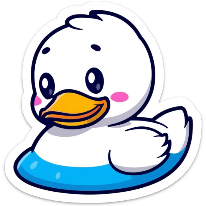 A cheerful cartoon rubber duck with a sweet face and big sparkly eyes sticker