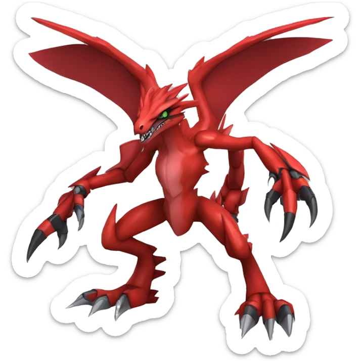  Cool Edgy Red Digimon-Fakemon-Guilmon-Velociraptor-Dragon-Mecha full body sticker