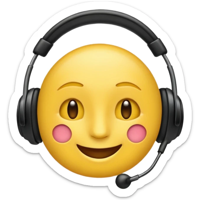 un emoji qui écoute de la musique  avec un léger sourire sticker