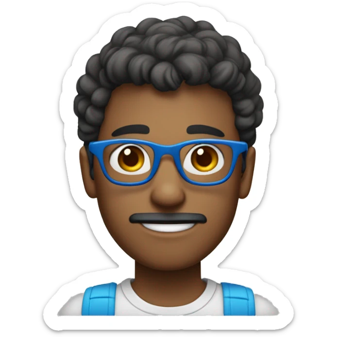 Chico adolescente con lentes azules, un lunar chiquito arriba de su boca en la derecha, morenito, de peinado de lado y en la parte de abajo del pelo desvanecido  sticker