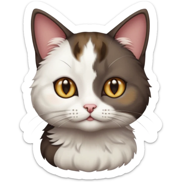 full body small short hair dark brown and white cat with hazel eyes sticker